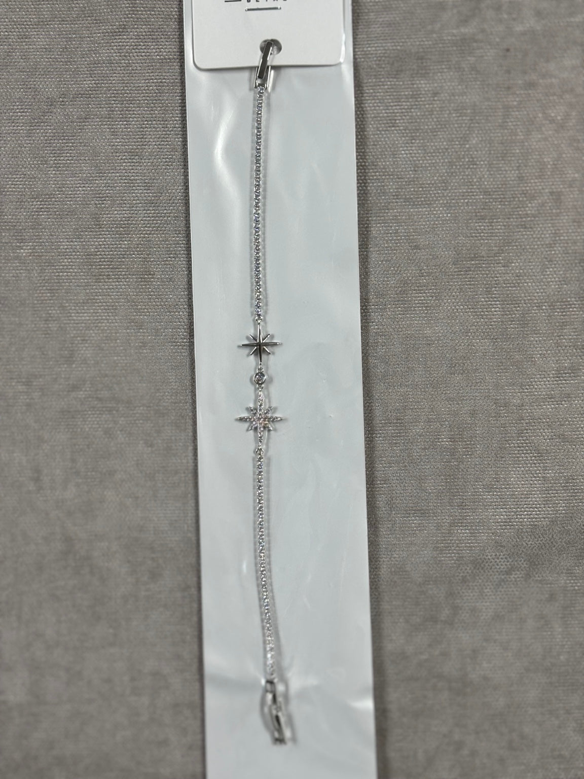 Silver Çift Yıldız Detaylı Taşlı Bileklik