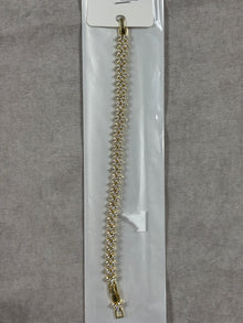 Işıltılı X Motif Taşlı Gold Bileklik