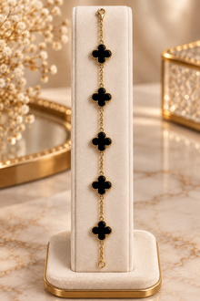 Siyah Yonca Gold Bileklik