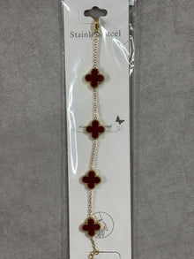 Bordo Yonca Gold Bileklik