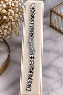 Üç Sıra Taşlı Silver Bileklik