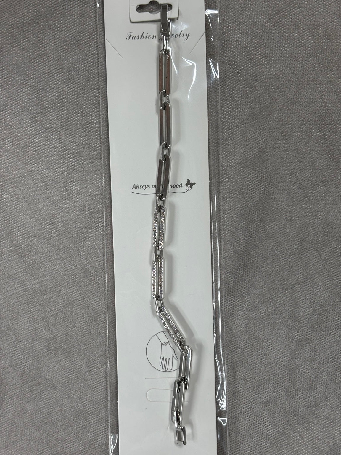 Taş Detaylı Dikdörtgen Form Silver Bileklik