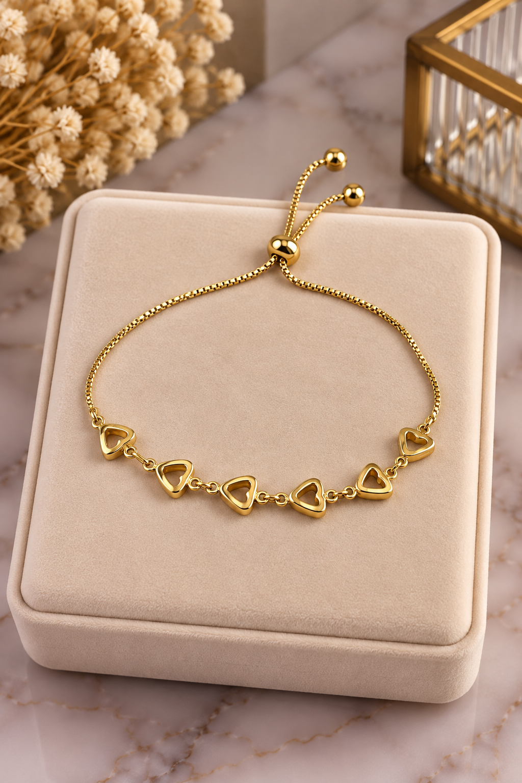 6 Üçgen Motifli Gold Ayarlanabilir Bileklik