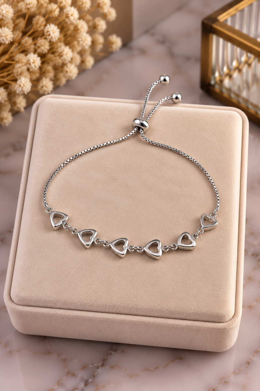 6 Üçgen Motifli Silver Ayarlanabilir Bileklik