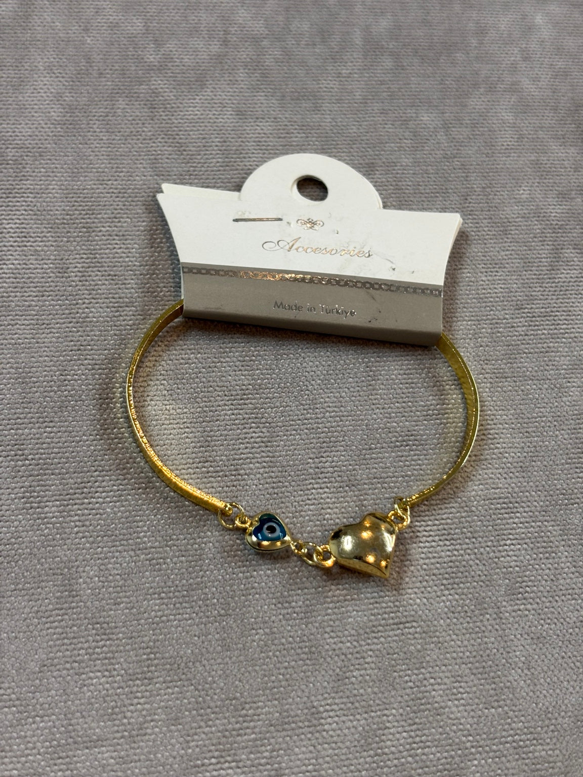 Kalp & Nazar Detaylı Gold Bileklik