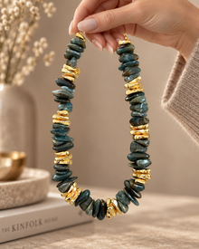 Petra Petrol Mermer Desenli Gold Detay Kolye