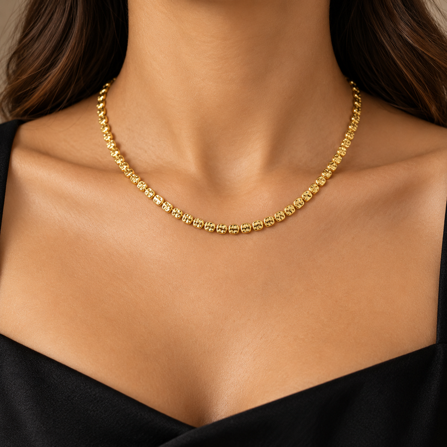 Lina İnce Gold Boncuk Kolye