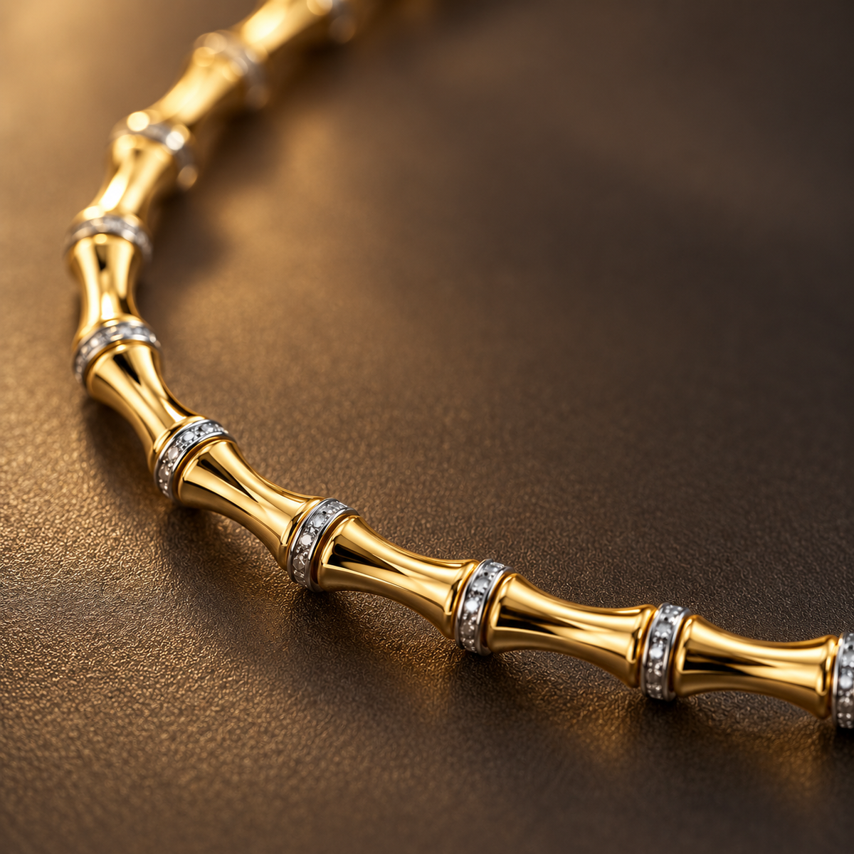 Bamboo Gold-Silver Detay Kolye