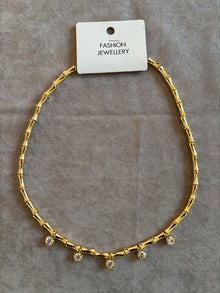 Lumi Kristal Görünümlü Gold Bambu Kolye