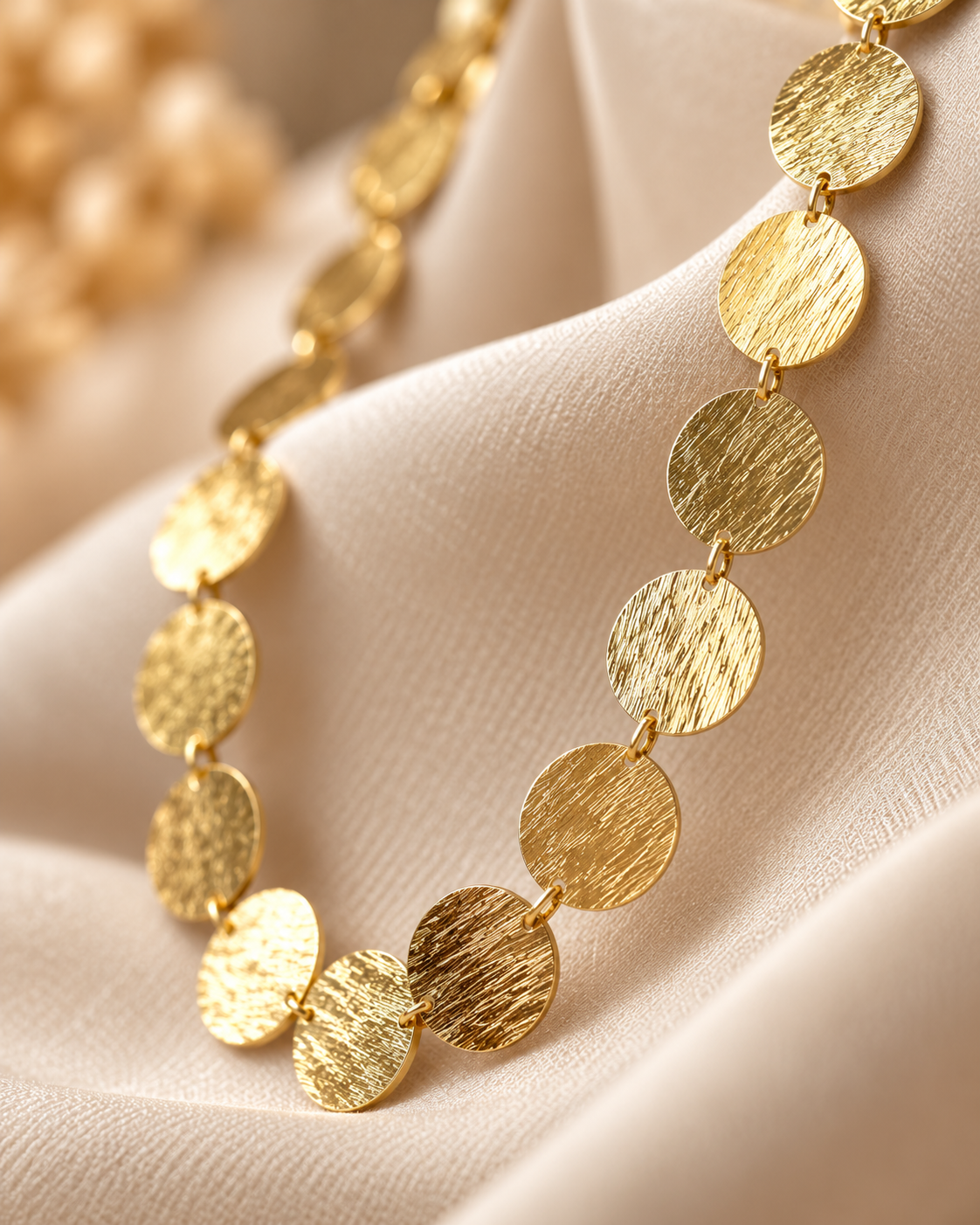 Gold İnce Disk Detaylı Kolye