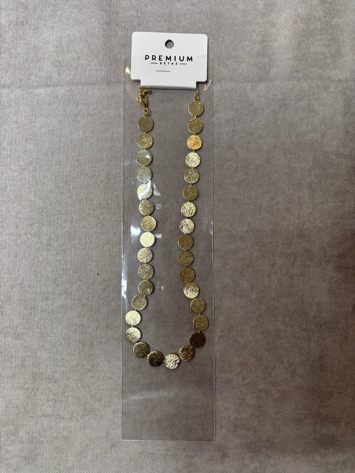 Gold İnce Disk Detaylı Kolye