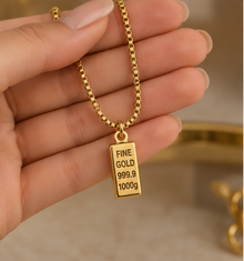 Gold Külçe Detaylı Kolye