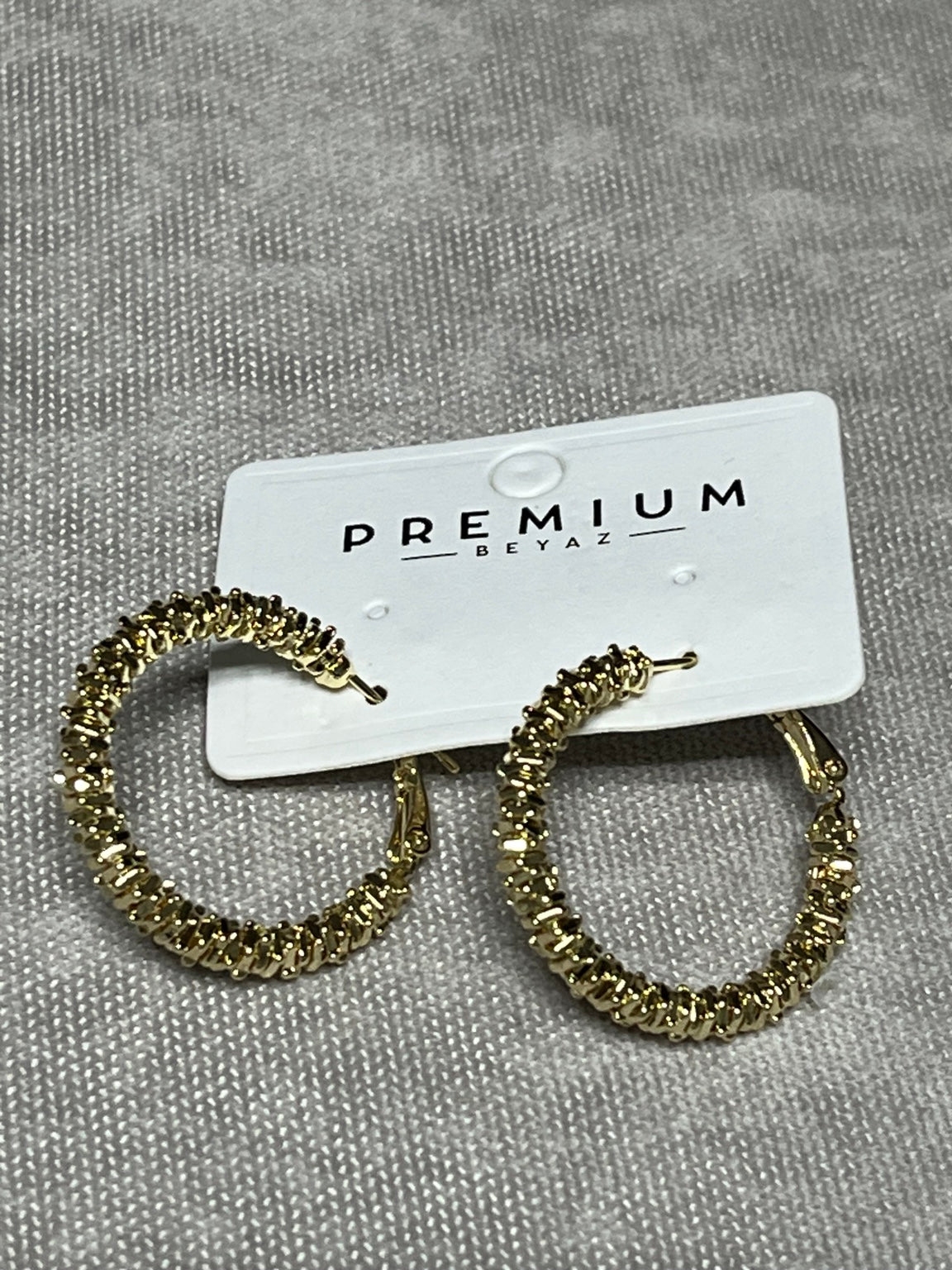 Gold Dokulu Büyük Halka Küpe