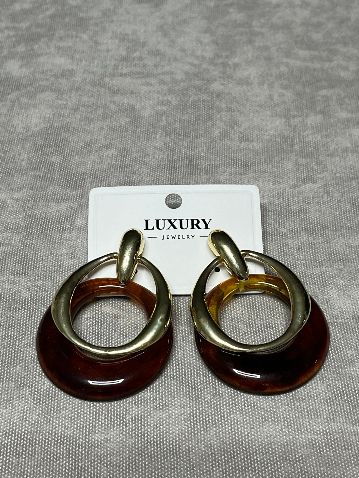 Amber Halkalı Gold Sallantılı Küpe