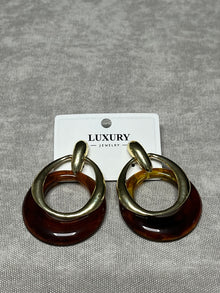 Amber Halkalı Gold Sallantılı Küpe